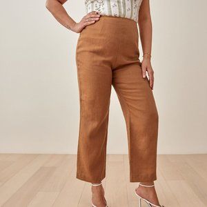 Reformation Justin Linen Pant in Brown (Size 10)